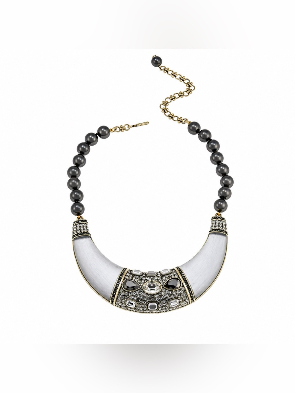 Heidi Daus Say It With Style Crystal Pearls Statement Necklace Bib Crescent